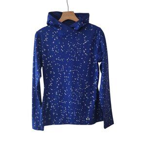Under Armour Hooded Shirt Coldgear Blue Silver Splatter Fitted Womens Medium NEW
